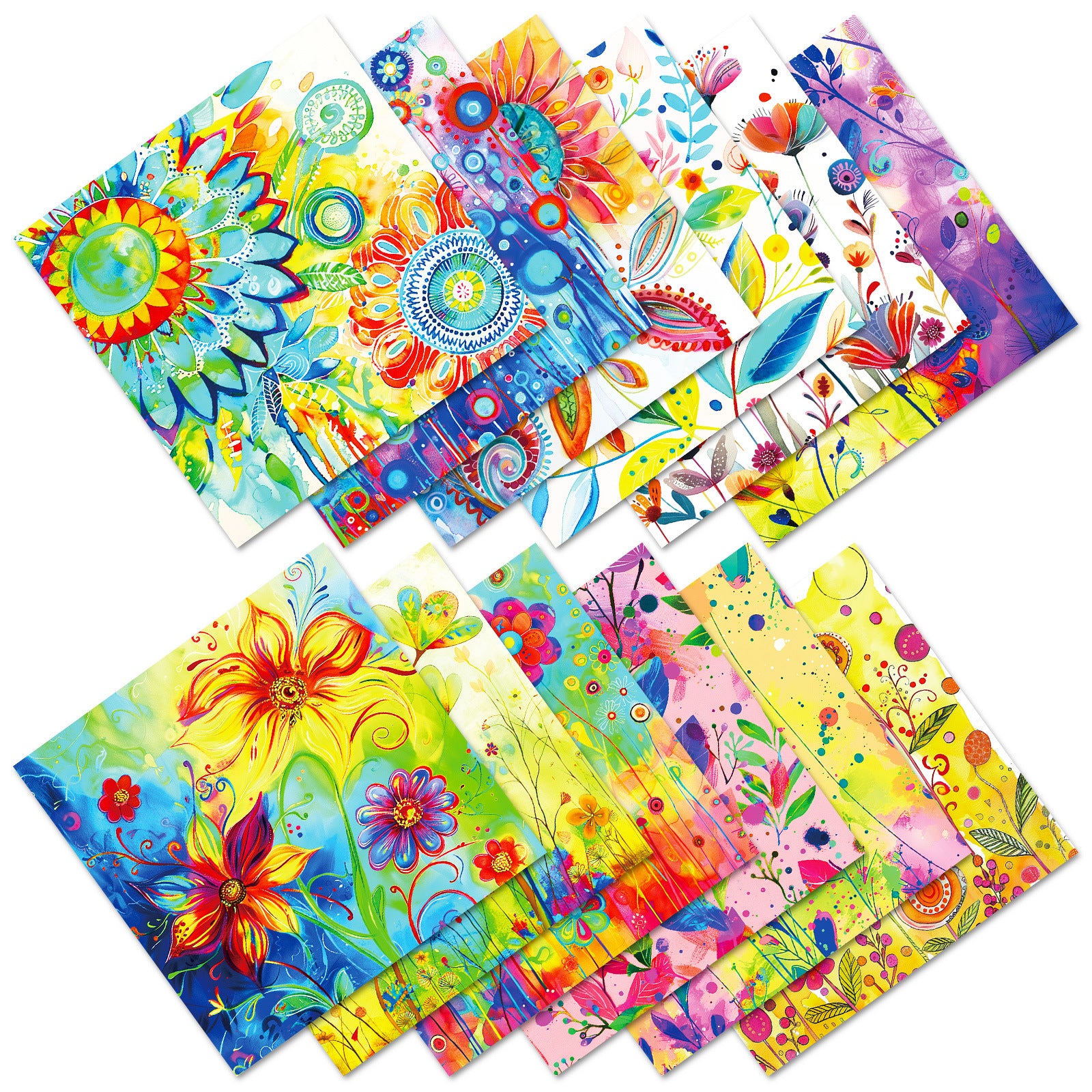 6 inch Rainbow Flower Scrapbook Paper Pad PA090