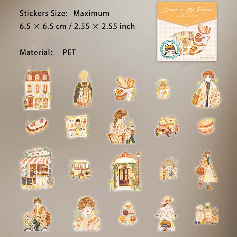 20 Pcs Travel Girl PET Stickers LJFJ
