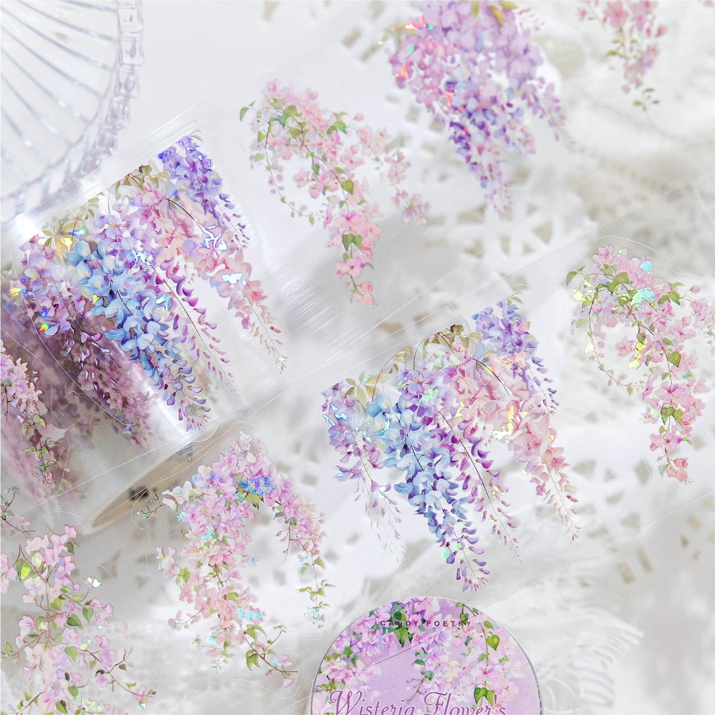 1 Roll Holographic Glitter PET Flower Tape SYHZ