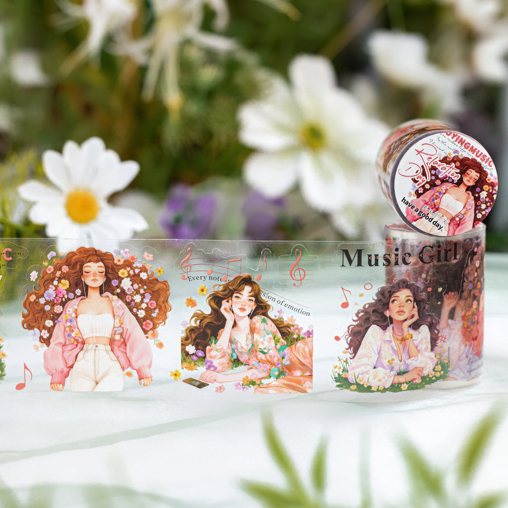 1 Roll Relax Girl Theme PET Stickers Tape FSRXL