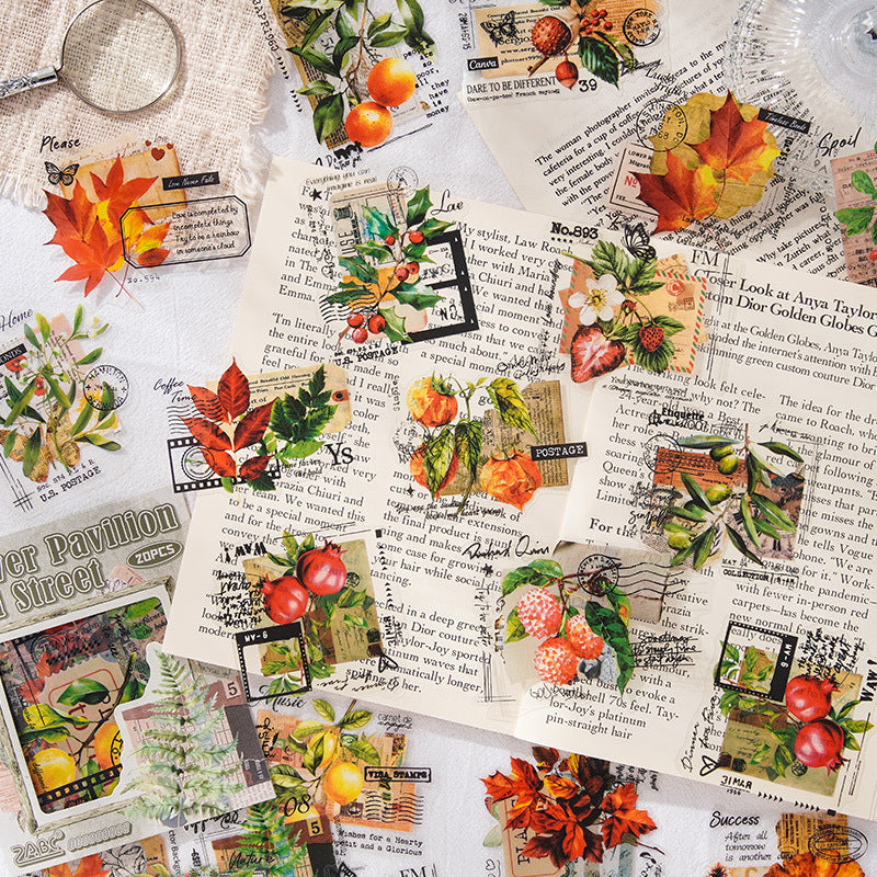 20 Pcs Flower Collage PET Stickers CJHY