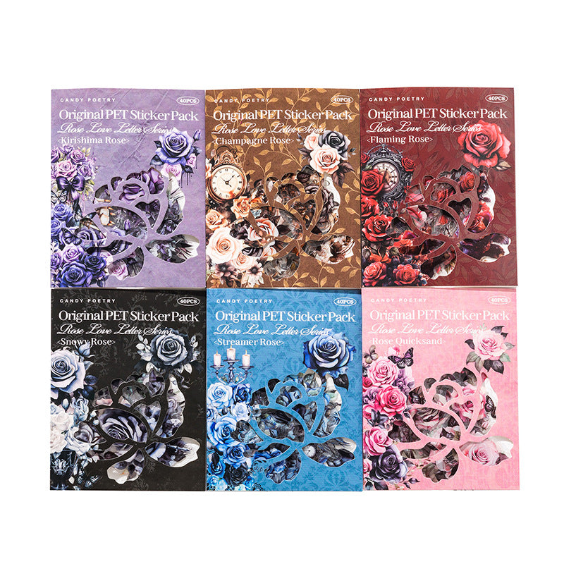 40 Pcs Vintage Rose Stickers MGQS