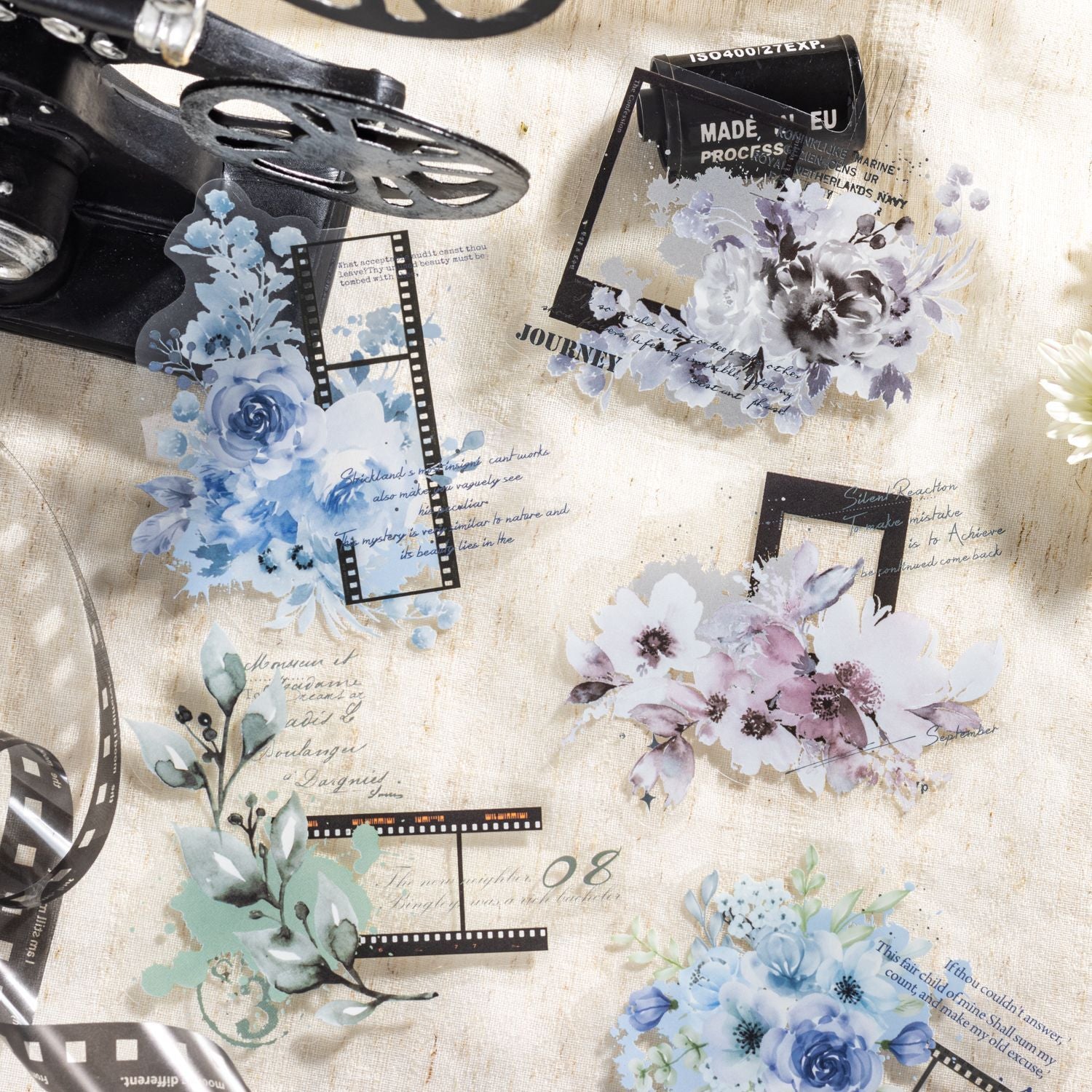 10 Pcs Flower Film PET Stickers ZWDYY