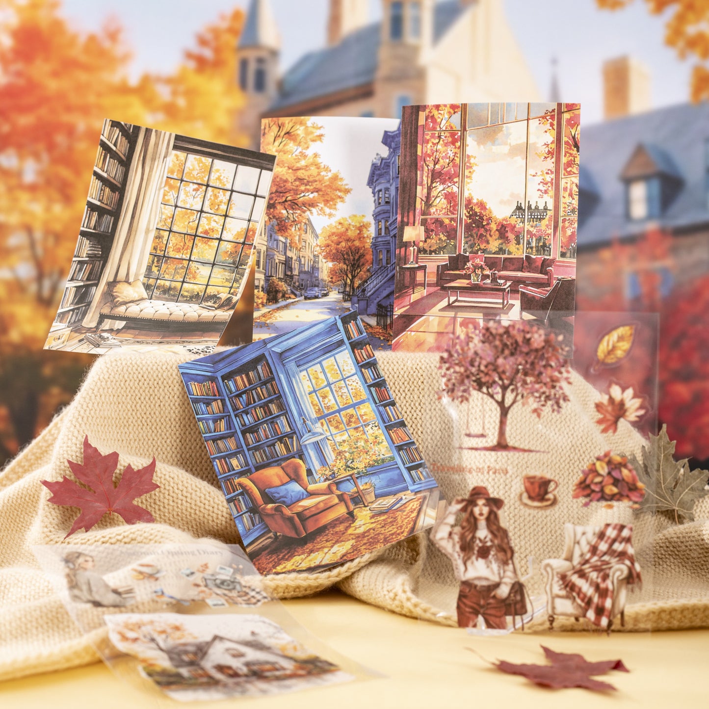 20 Sheets Autumn Paris Stickers Book BLDQT