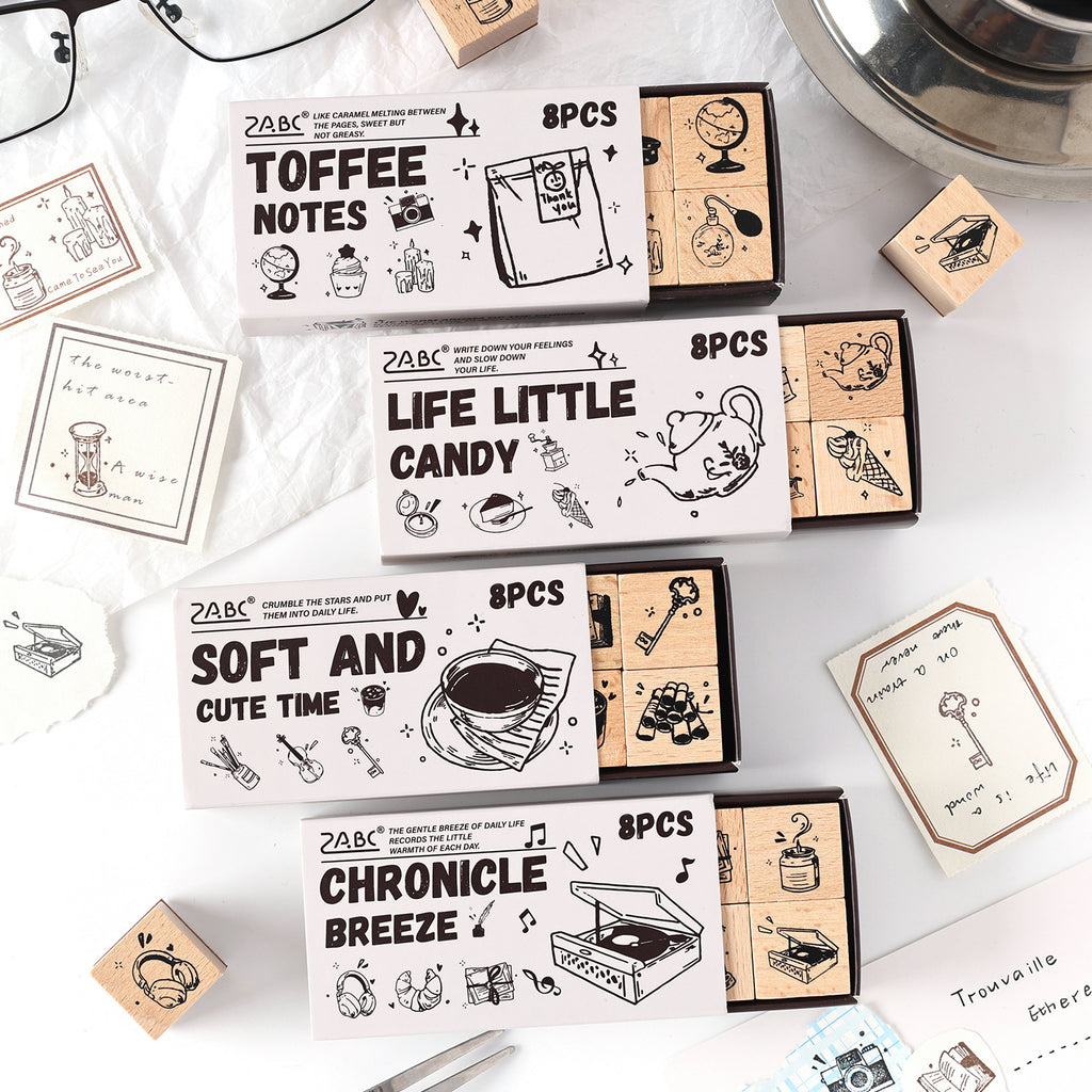 8 Rolls Gadgets Wooden Stamp Kit MWXY