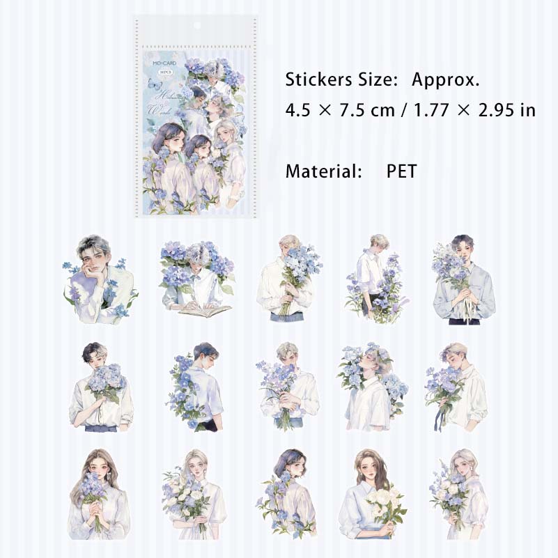 30 Pcs Flower Boy Girl PET Stickers HYNH