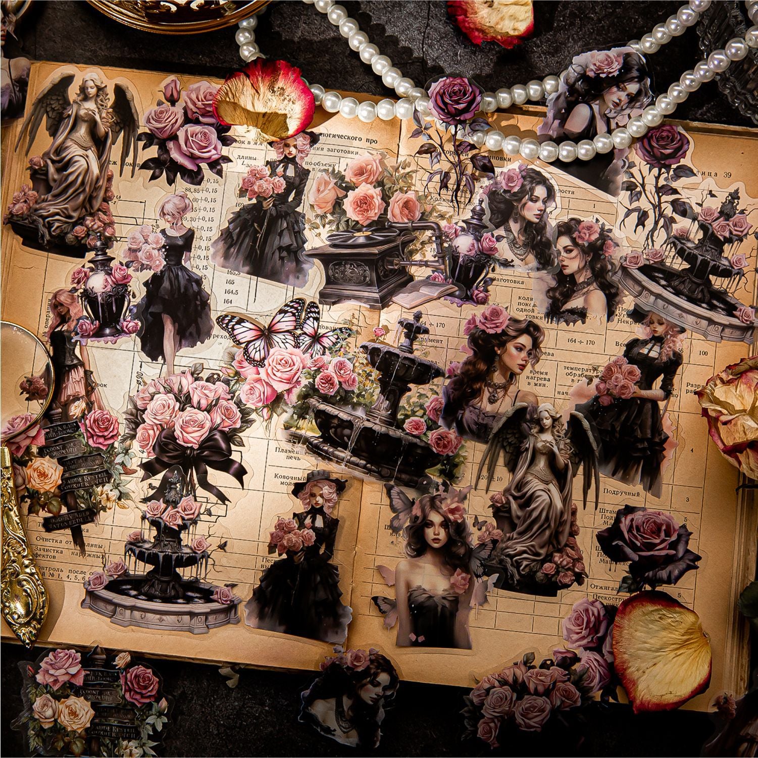 40 Pcs Dark Magic Theme PET Stickers JJZY
