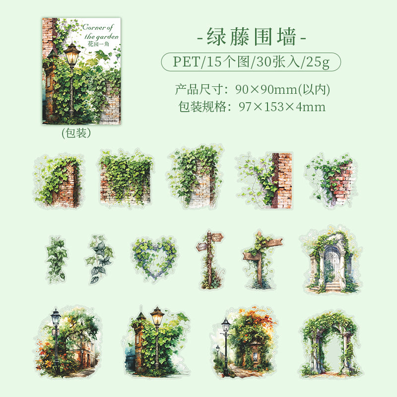 30 Pcs Garden Theme PET Stickers HYYJ