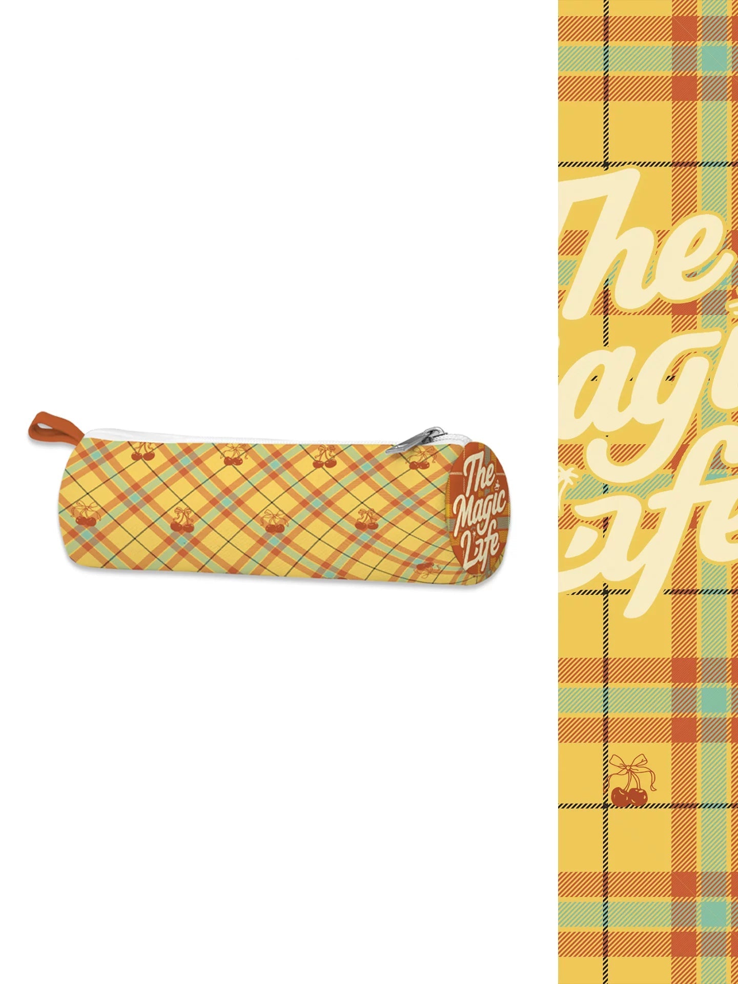 Orange Cheese "The Magic Life" Retro Canvas Barrel Pencil Case