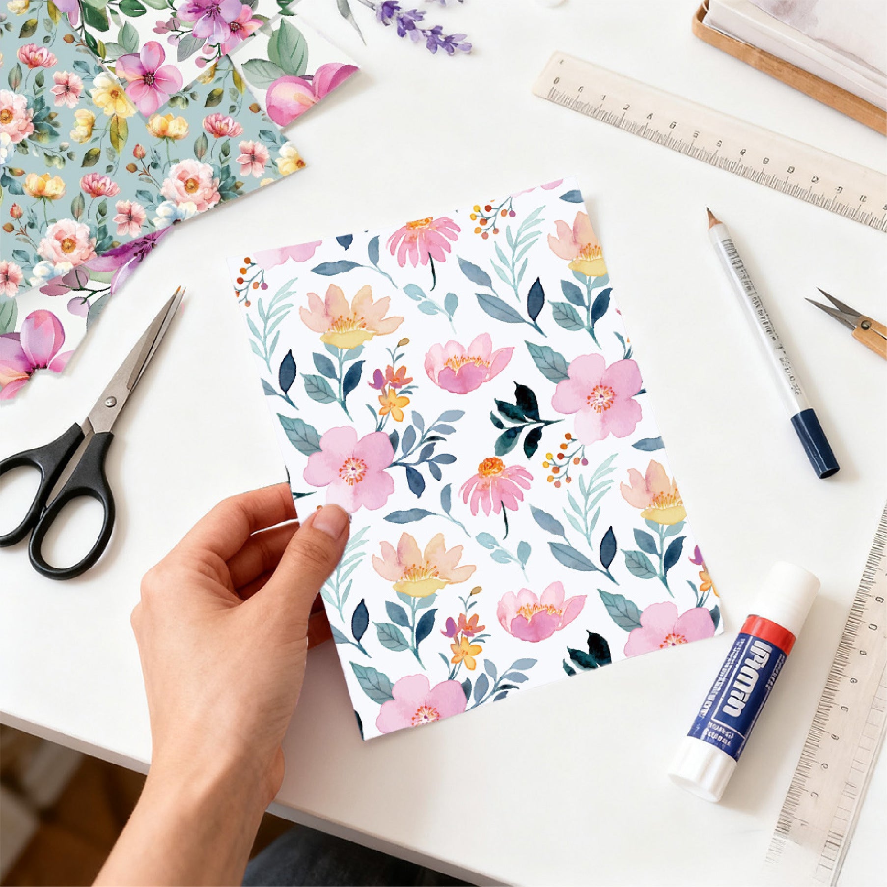 12 inch Watercolor Flower Scrapbook Paper Pad PAJ008