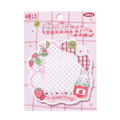 Cottagecore Patchwork Sticky Notes - Strawberry
