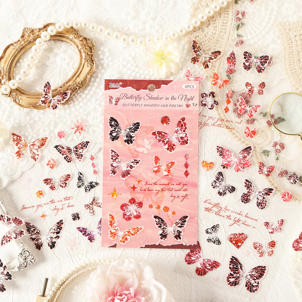 4 Sheets Butterfly PET Stickers MMDY