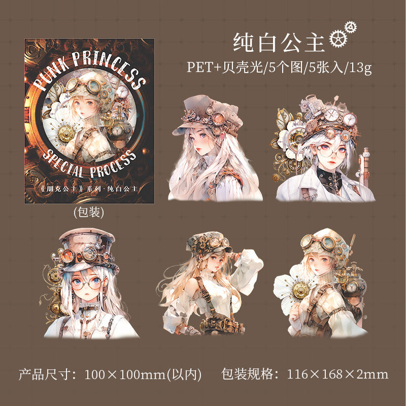 5 Pcs Punk Princess PET Stickers PKGZ