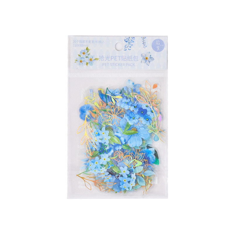 30 Pcs Gold Foiled Flower PET Stickers