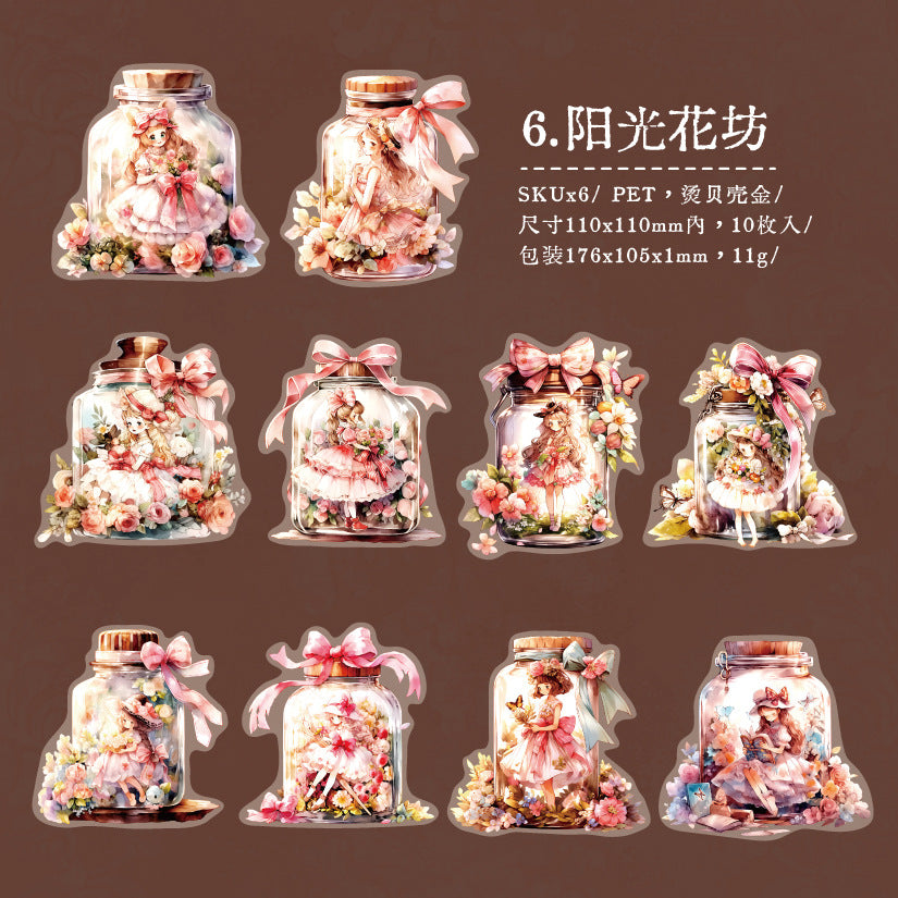 10 Pcs Little Girl PET Stickers XNHRJ