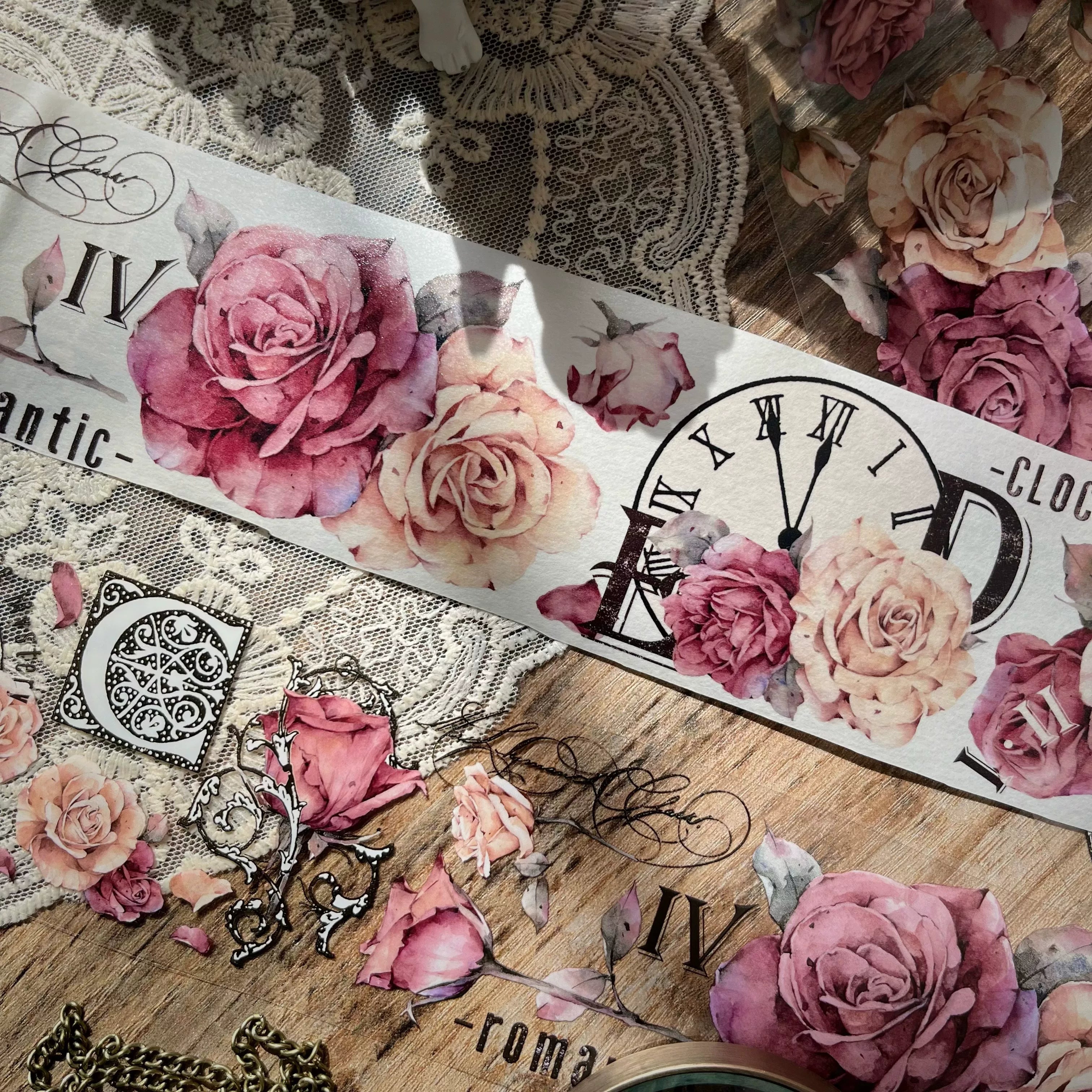 Floral Decorative Tape Rolls- Antique Rose