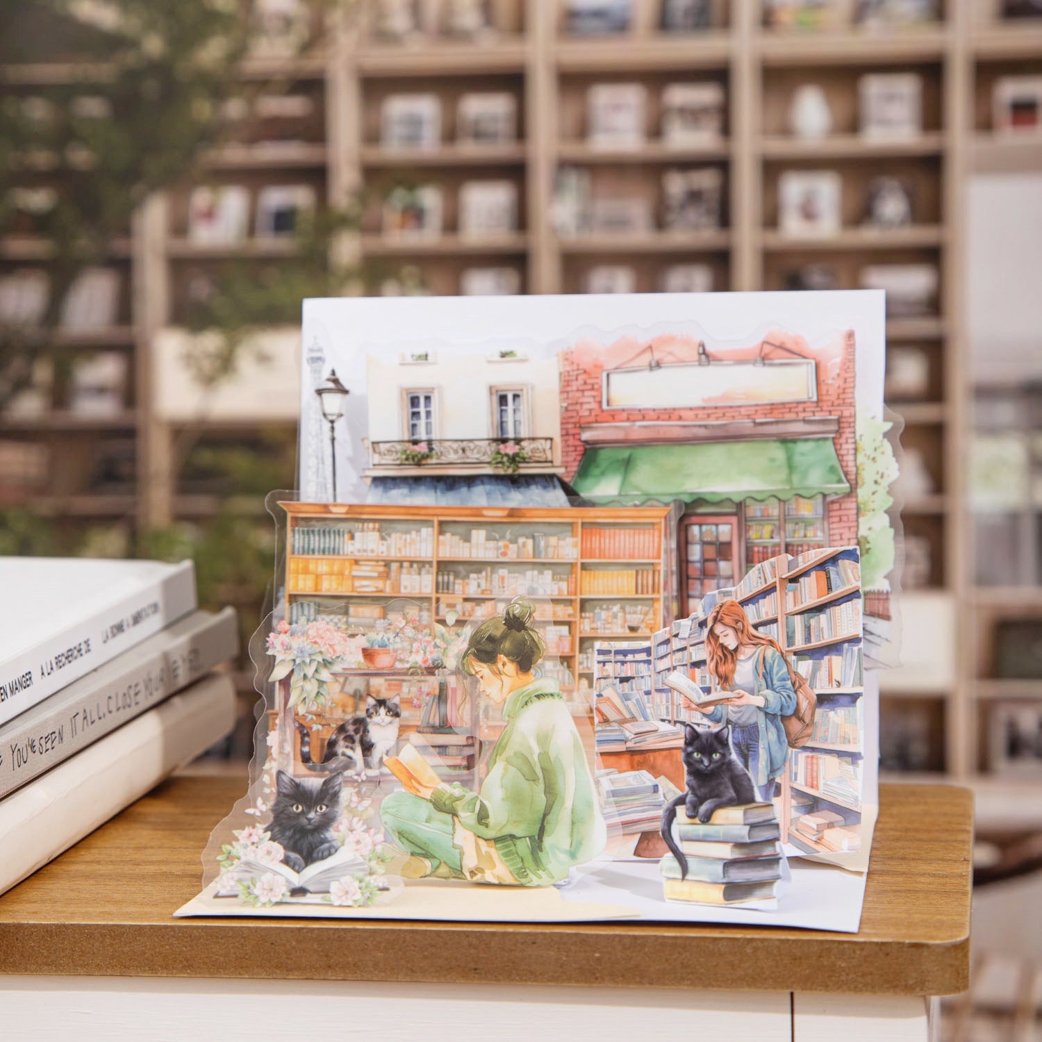 15 Pcs Reading Bookshop PET Stickers SDLDM