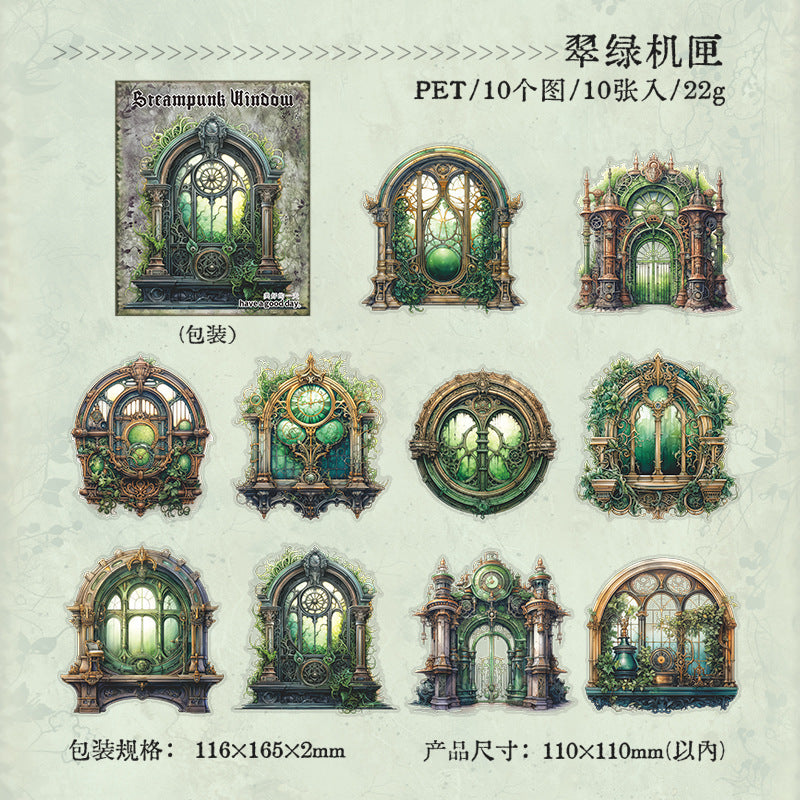 10 Pcs Gothic Windows PET Stickers PKCY