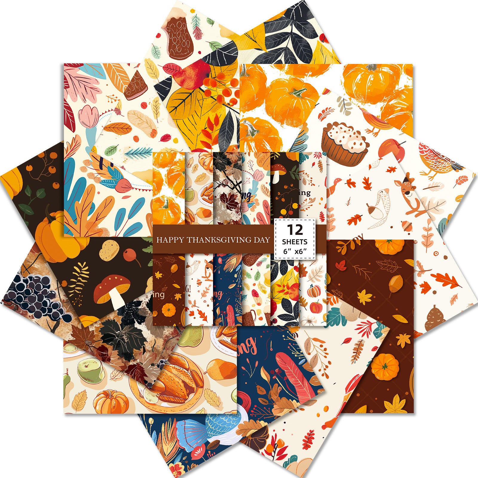 6 inch Thanksgiving Day Scrapbook Paper Pad PA011