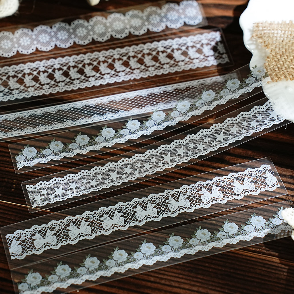 30 Pcs Lace Fabric Themed PET Stickers SZHB