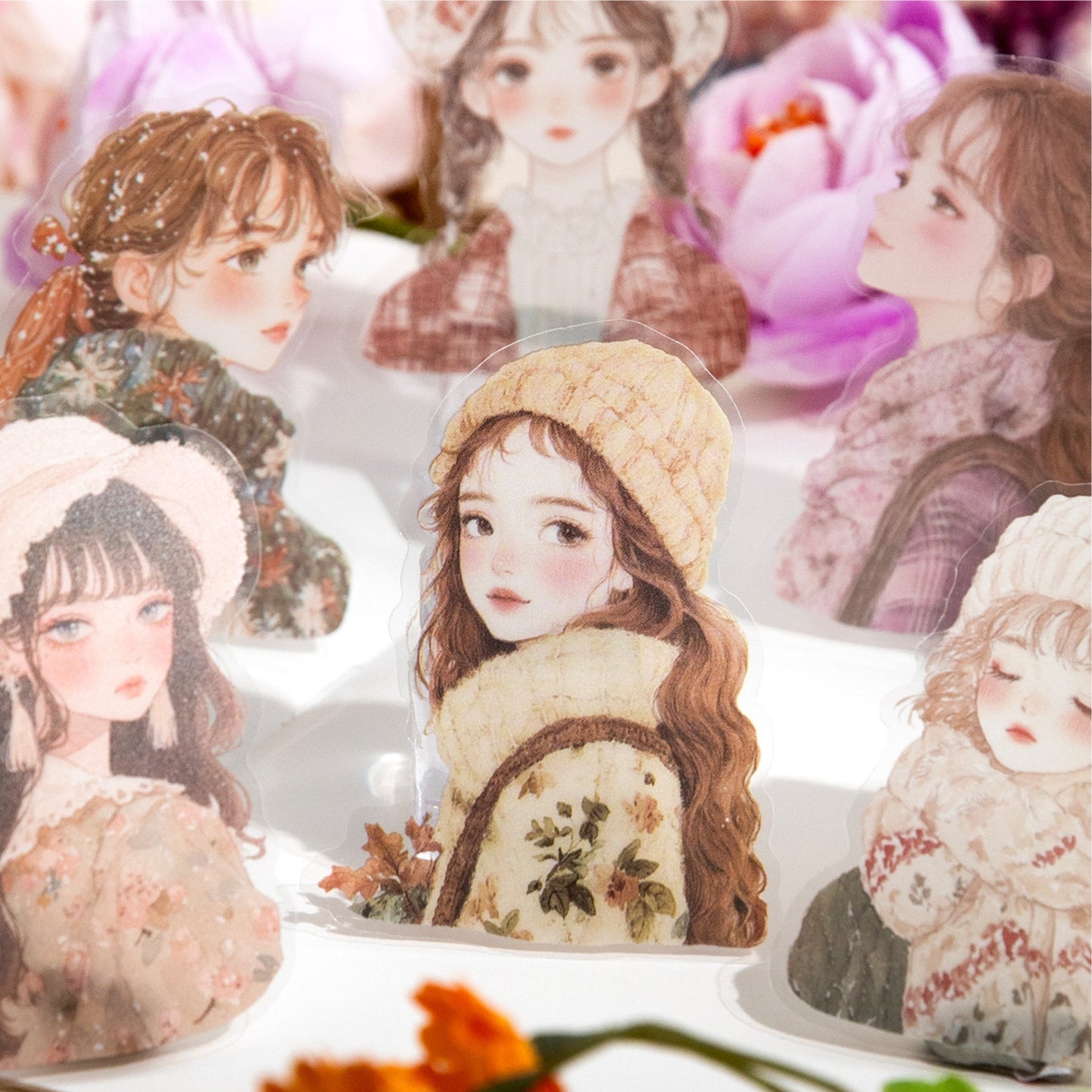 15 Pcs Winter Girl PET Stickers JBXD