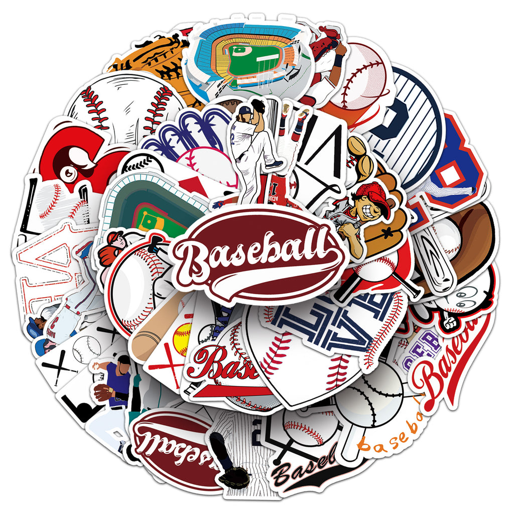 50 Pcs Vinyl Baseball Stickers BQ398