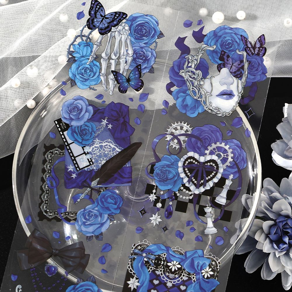 6 Pcs Rose Theme PET Stickers MGZS