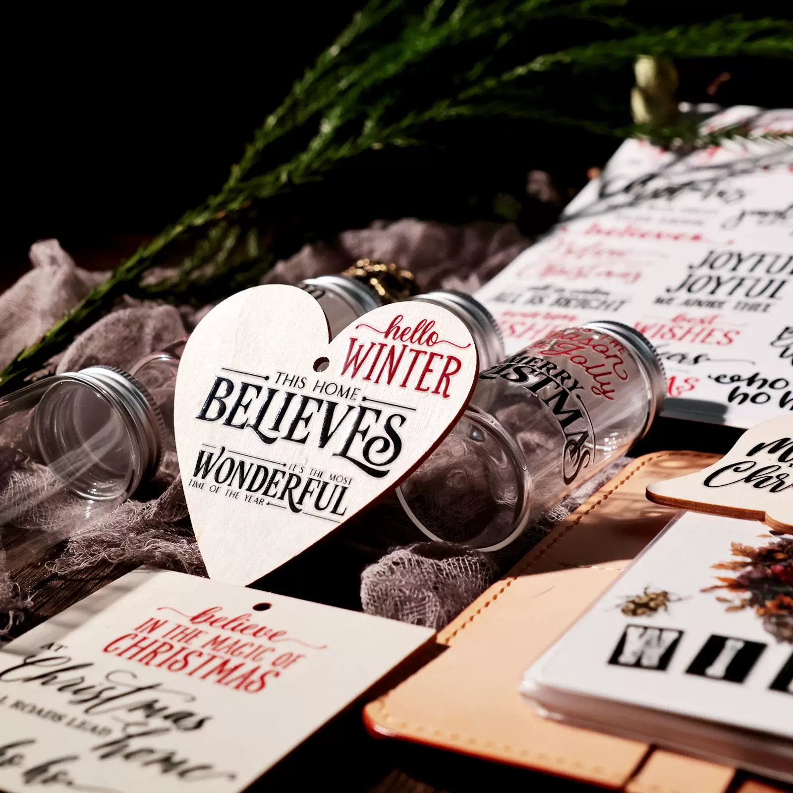 2 Sheets Waterproof Rub on Stickers - Christmas Words TZ08