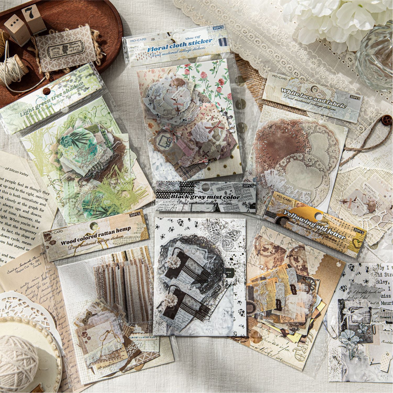30 Pcs Vintage Journal Stickers PTDY