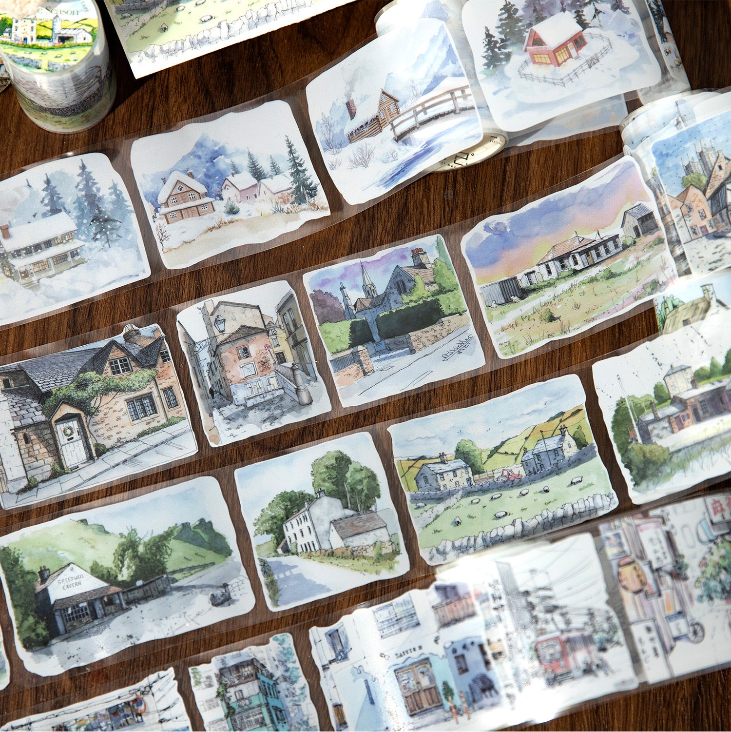 1 Roll Seasonal House Pre-cut PET Stickers Tape FWYSJ