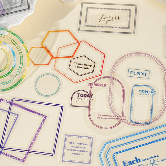 20 Pcs Geometry Frame PET Stickers QCKY