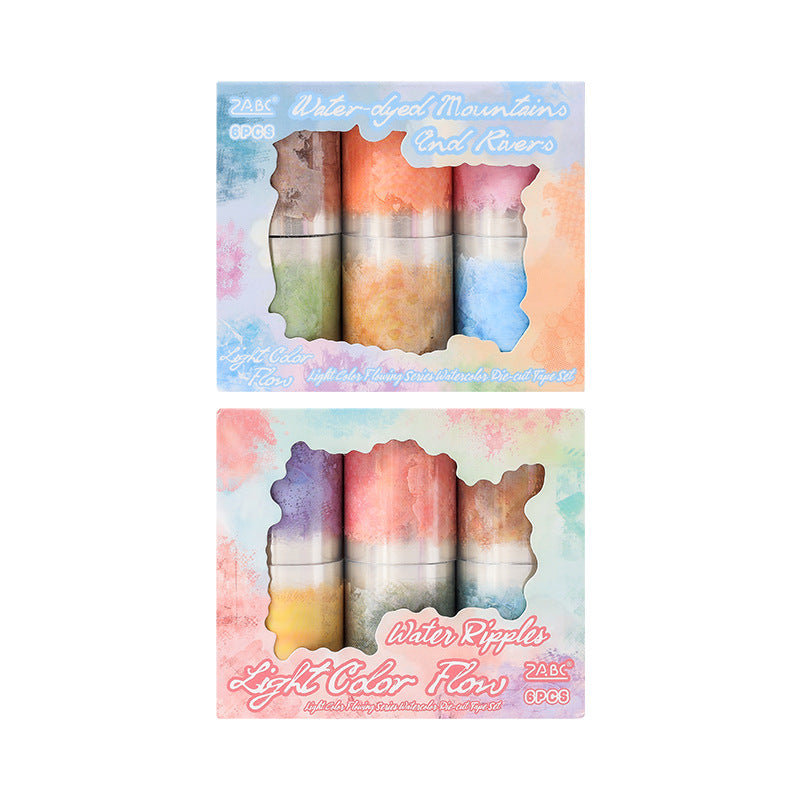 6 Rolls Watercolor PET Stickers Tape DCLY