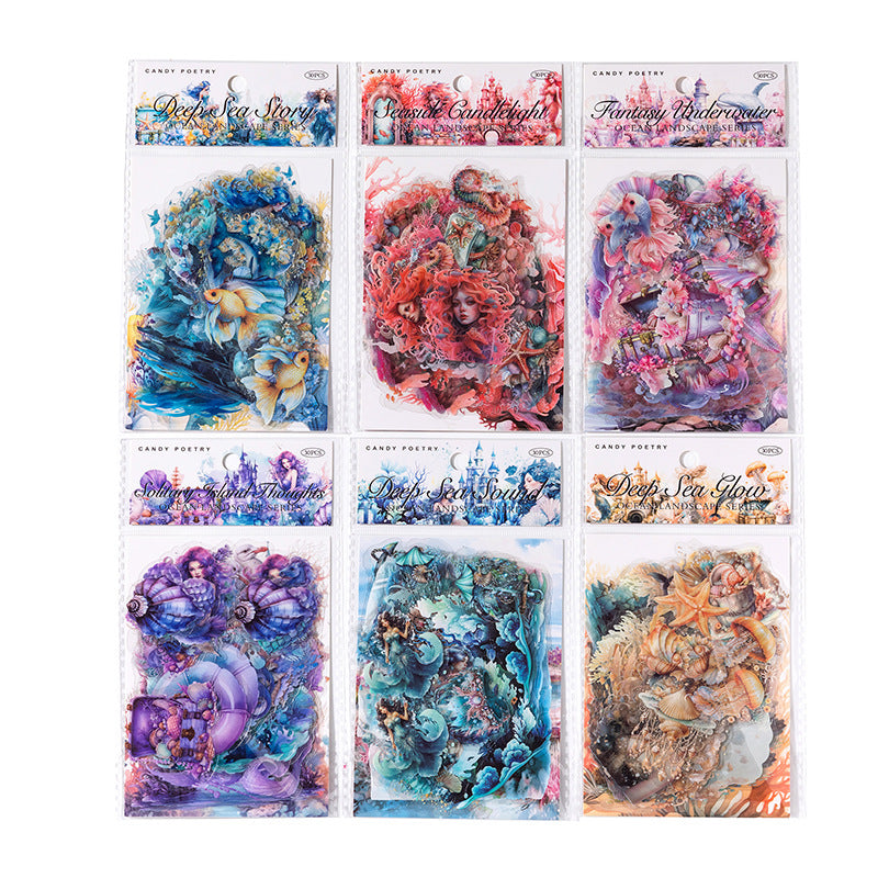 30 Pcs Ocean Landscape PET Stickers HYJG