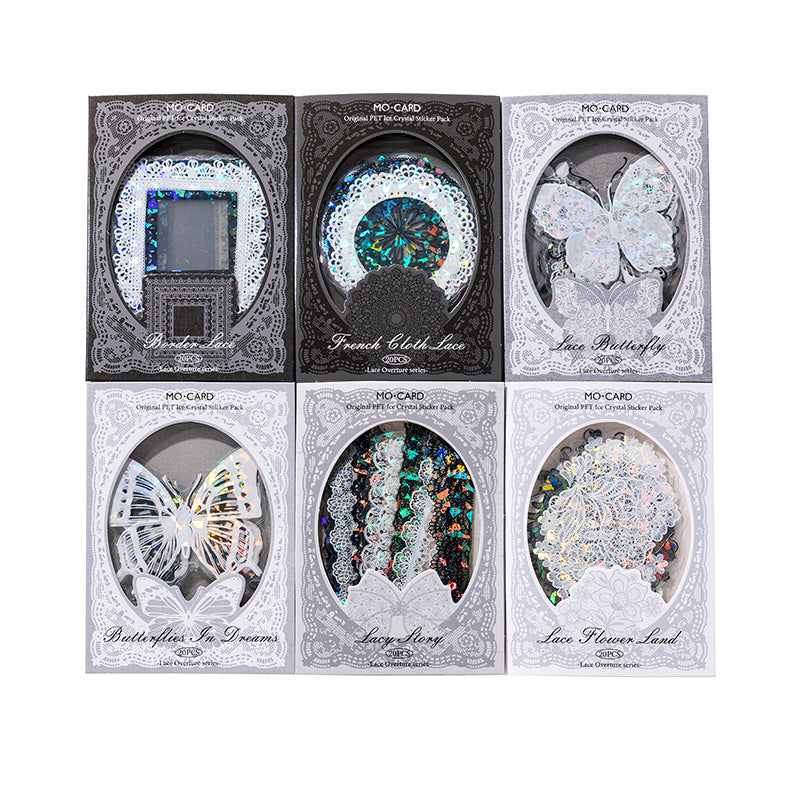 20 Pcs Cutout Lace PET Stickers LSXQ