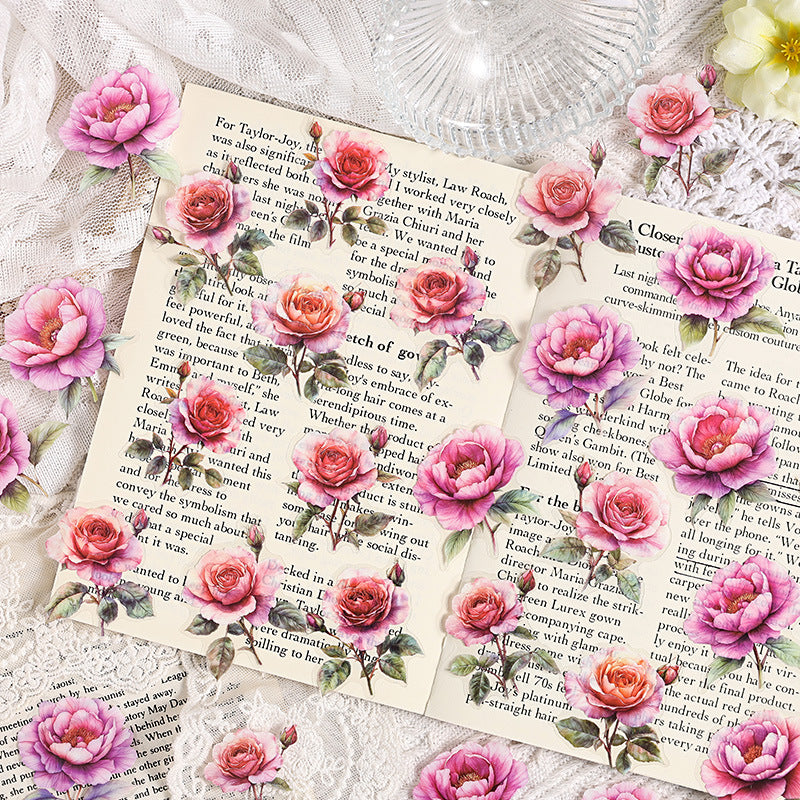 30 Pcs PET Rose Stickers HWQY