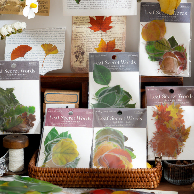 40 Pcs PET Leaf Stickers YZMY