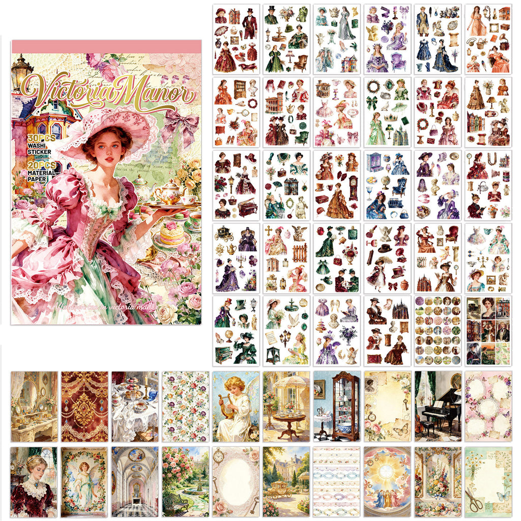 A5 Mixed Material Sticker Book - Victoria Manor