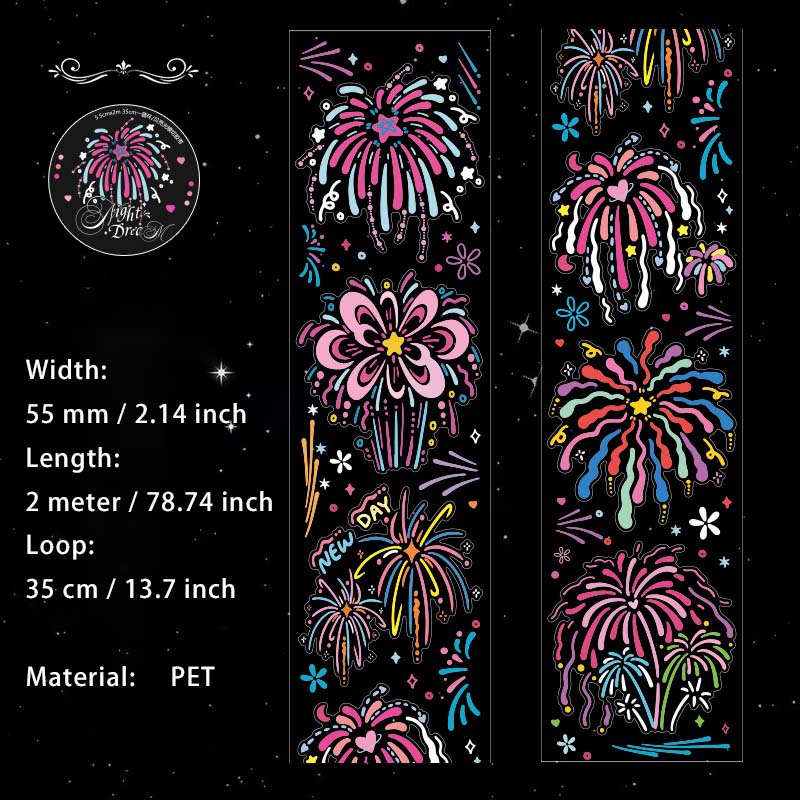 1 Roll Firework PET Stickers Tape HHSJ