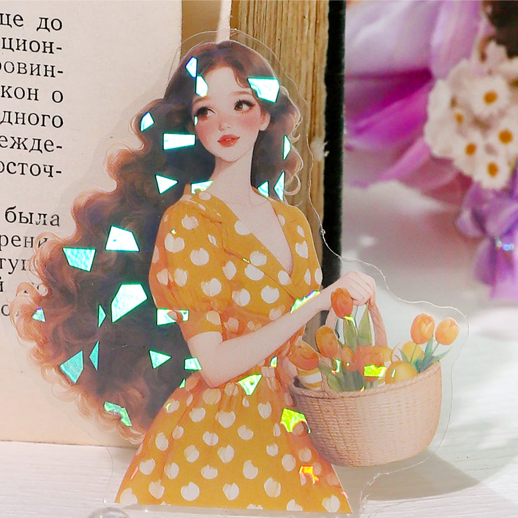15 Pcs Flower Girl PET Stickers YCRTX