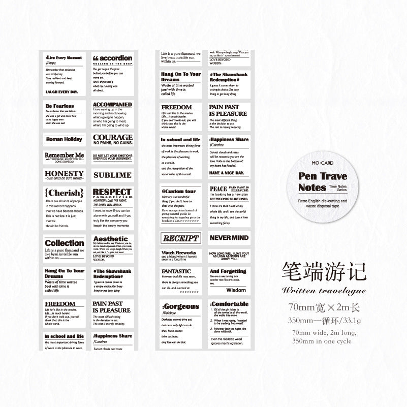 1 Roll Quote Sentence Stickers Tape SYBJ