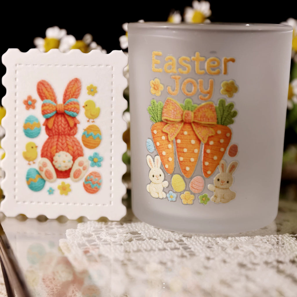 2 Sheets Waterproof Rub on Stickers - Easter Yarn