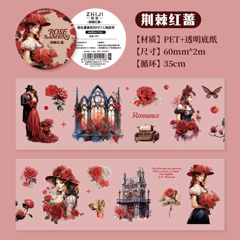 1 Roll Vintage Lady PET Stickers Tape GSLM