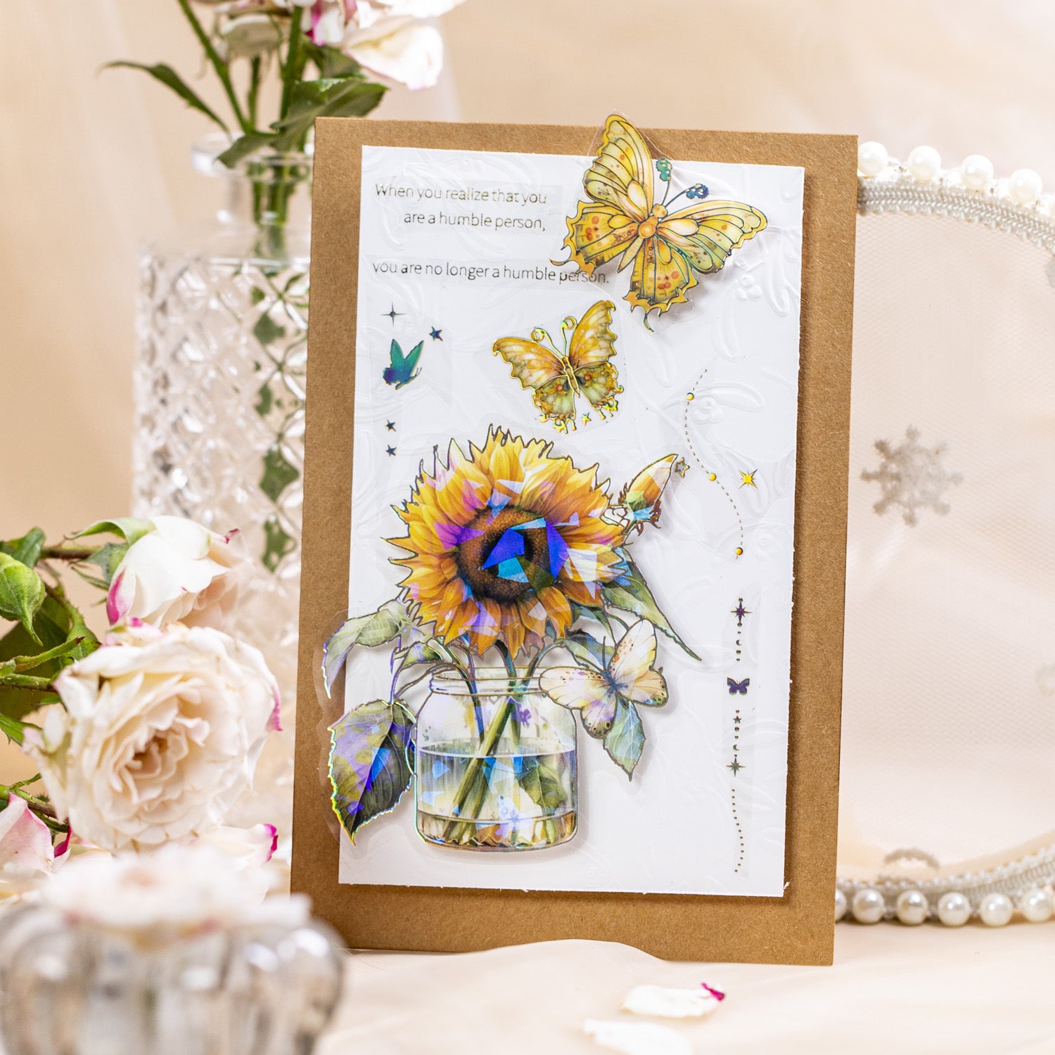 10 Pcs Flower and Bottle PET Stickers HPYH