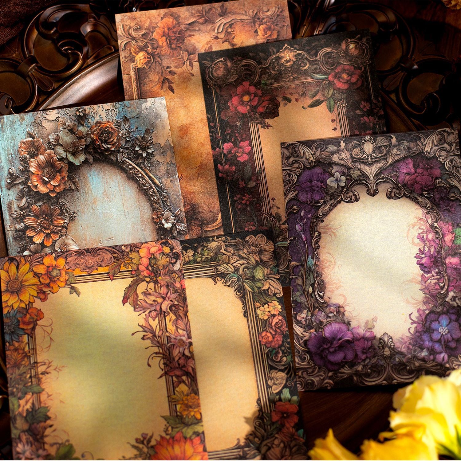 30 Pcs Vintage Floral Background Paper FFHY