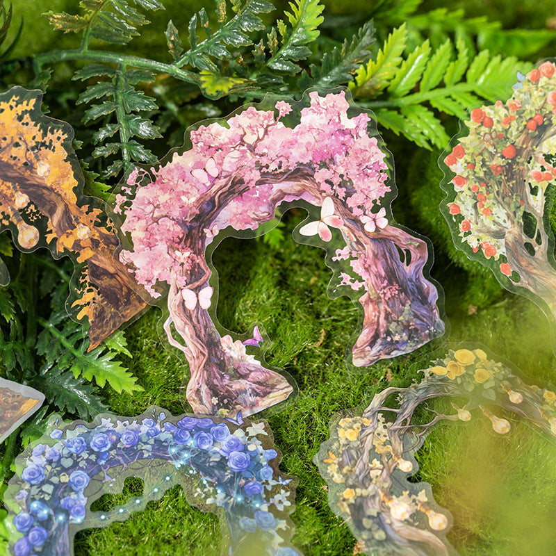 10 Pcs Tree Window PET Stickers YYZT