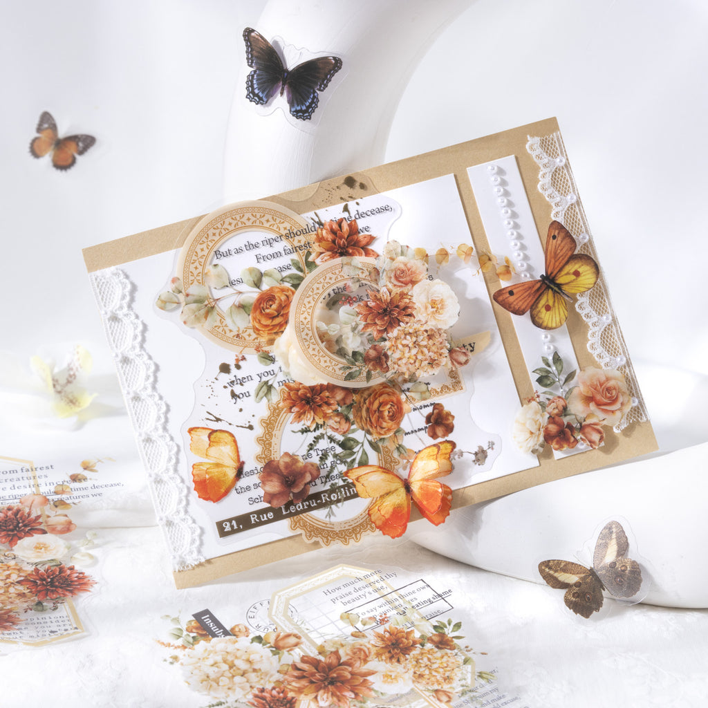 10 Pcs Butterfly and Flower PET Stickers HKSX