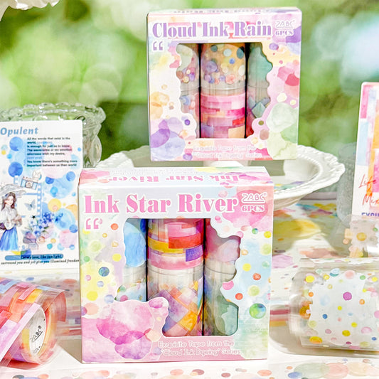 6 Rolls Watercolor PET Sticker Tapes Kit YSMR