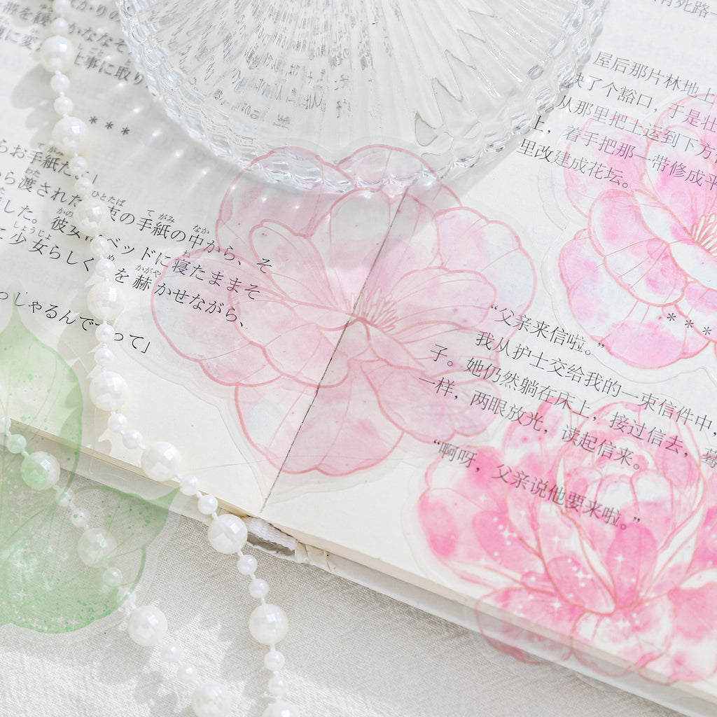 20 Pcs Watercolor Flower PET Stickers HWSL