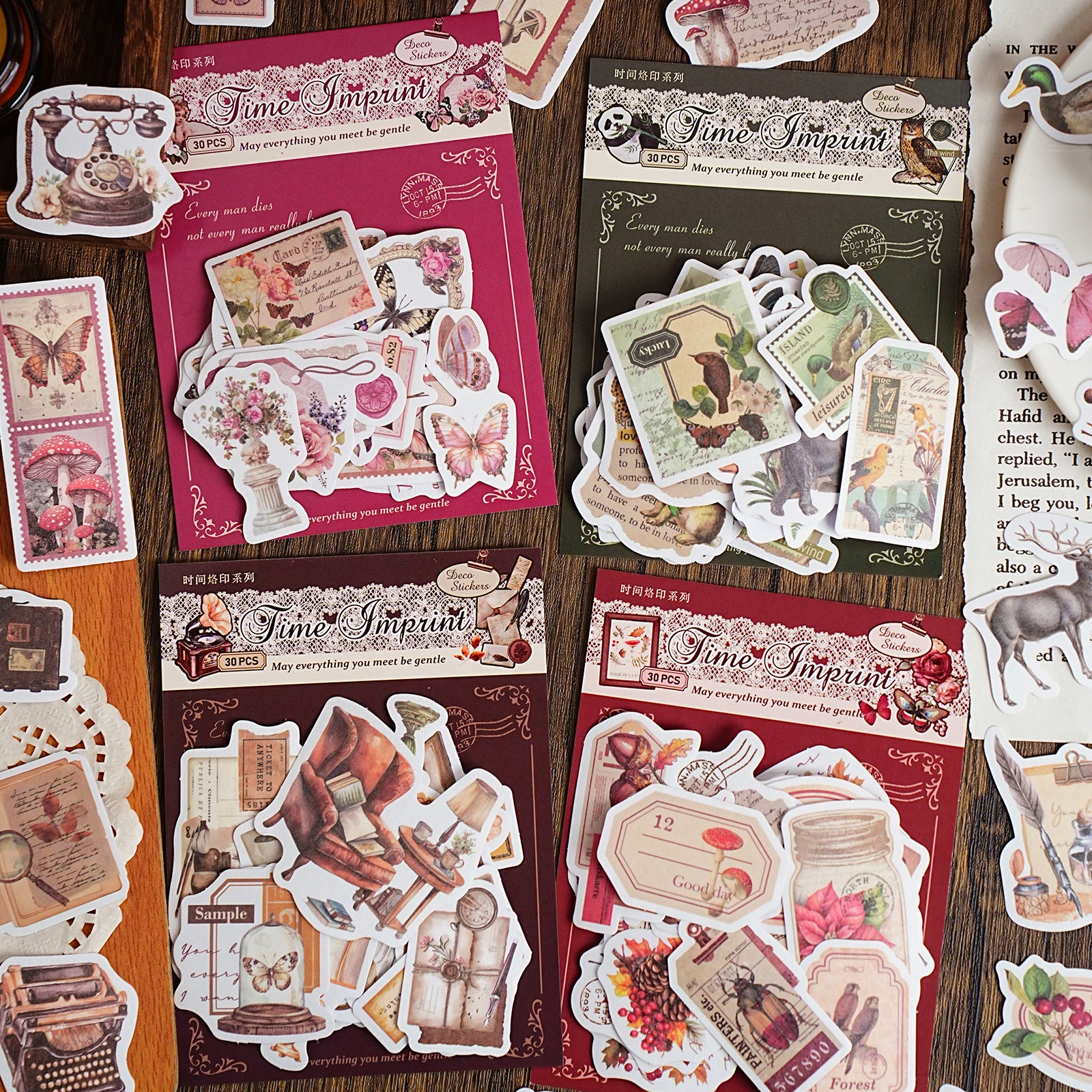 30 Pcs Vintage Journal Stickers SJLY