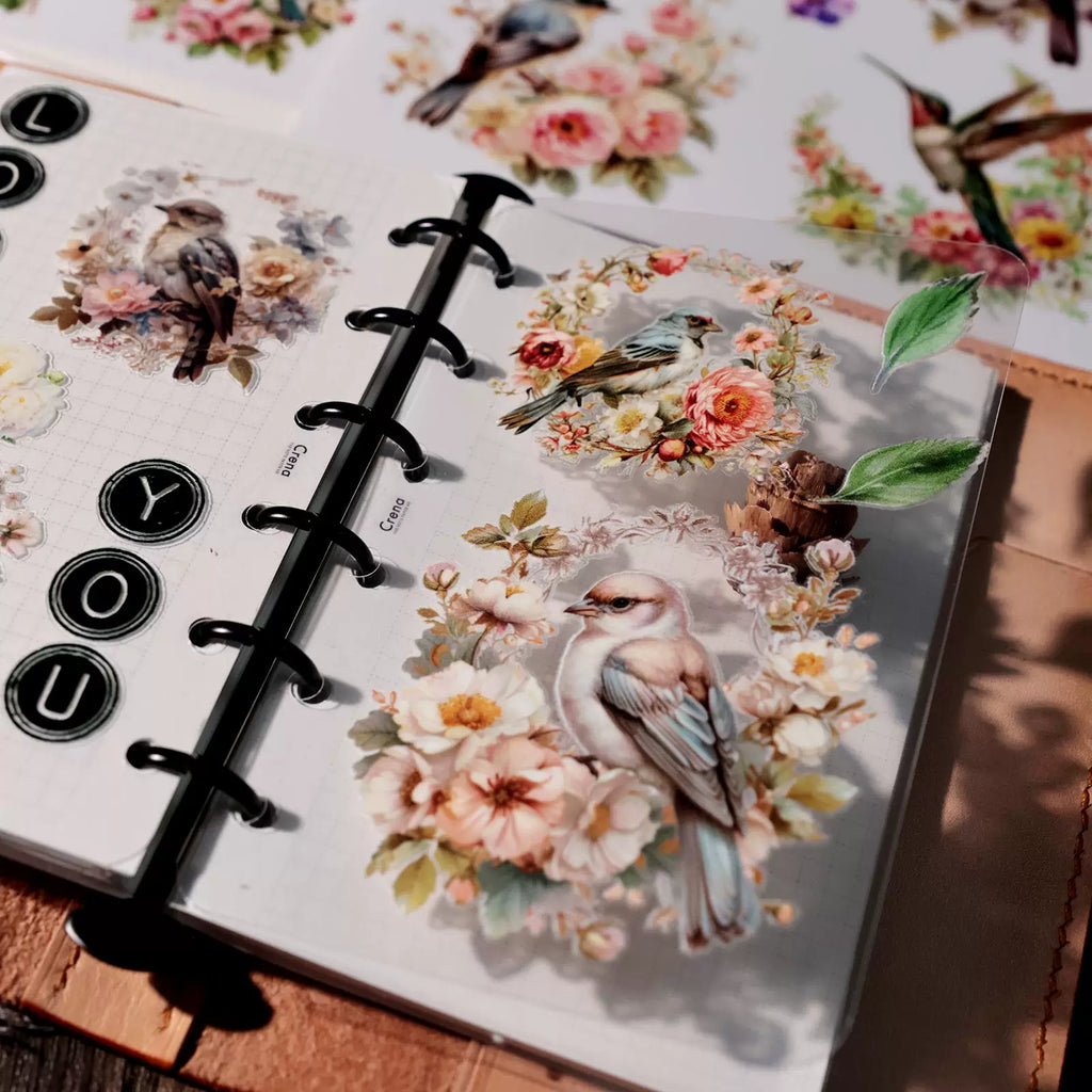 2 Sheets Waterproof Rub on Stickers - Birds